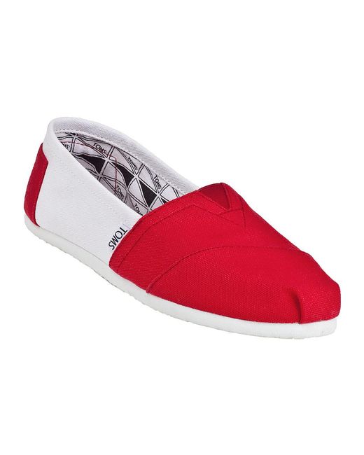Lyst - Toms Campus Classic Slip-On Red/White Fabric in Red