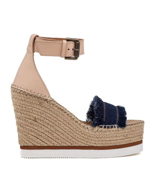 Glyn Wedge Espadrilles in Dark Denim 