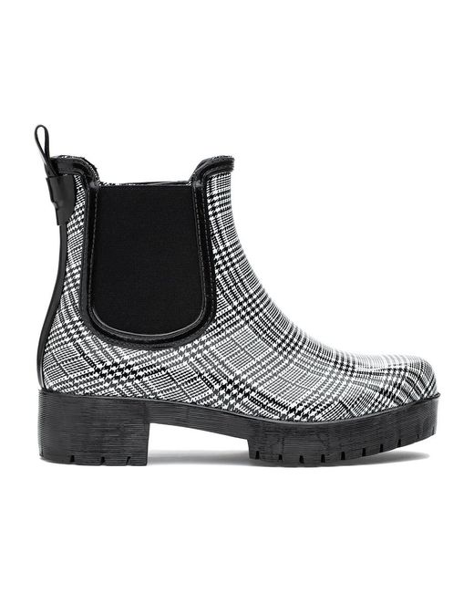 black and white plaid rain boots