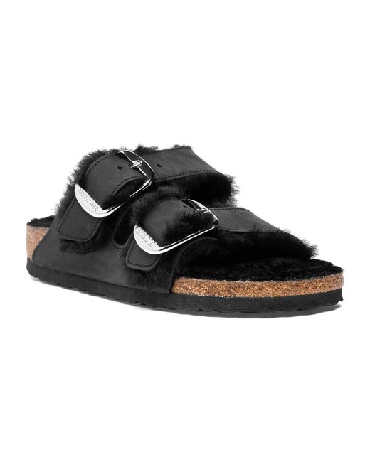 Birkenstock Arizona Big Buckle Shearling Black | Lyst