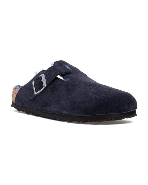 Birkenstock Boston Shearling Clog Midnight in Blue | Lyst