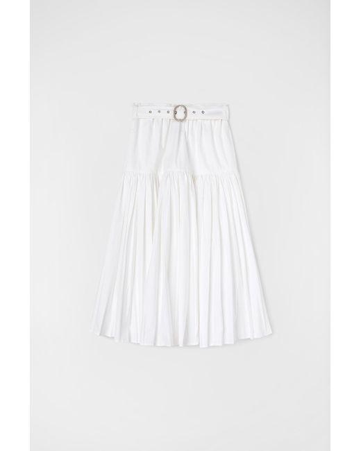 Jil Sander White Pleated Skirt