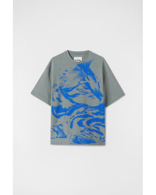 Jil Sander Blue Printed T-shirt for men
