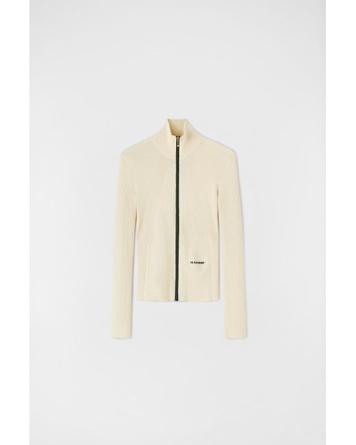 Jil Sander Natural Cardigan mit reißverschluss