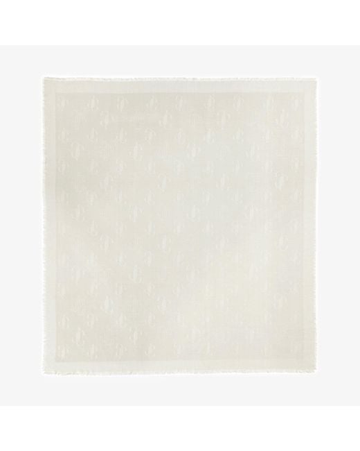 Jimmy Choo White Silk-Blend Monogram Scarf