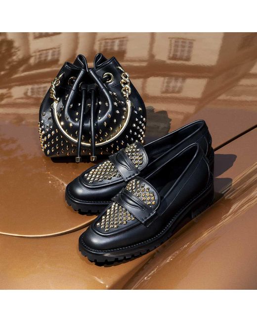 Jimmy Choo Black Deanna Stud-embellished Loafers