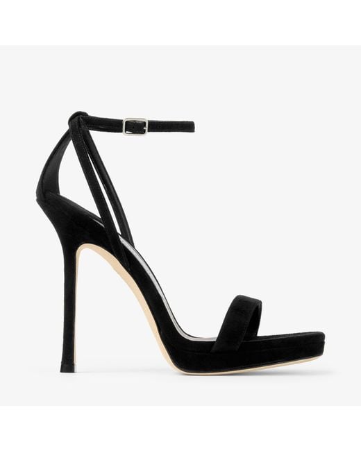 Jimmy Choo Black Mozapf 120 Suede Heeled Sandals