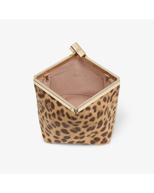 Jimmy Choo Brown Ganache Leopard-Print Pony Hair-Leather Clutch Bag