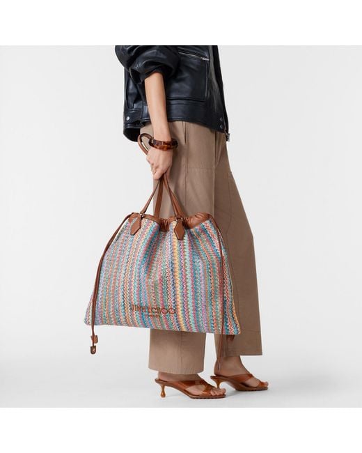 Jimmy Choo Gray Drawstring Tote Large