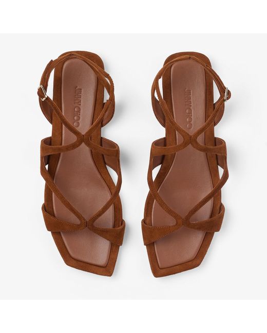 Jimmy Choo Brown Ayla Flat Wildleder Ledersandalen