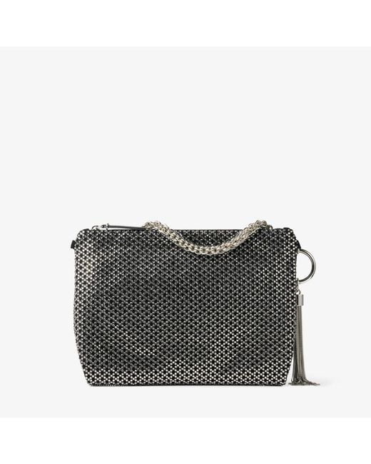 Jimmy Choo Black Callie Crystal-embellished Suede Clutch