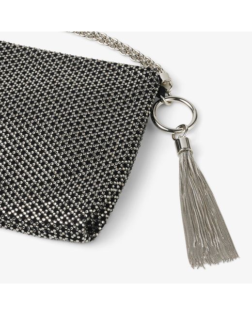 Jimmy Choo Black Callie Crystal-embellished Suede Clutch
