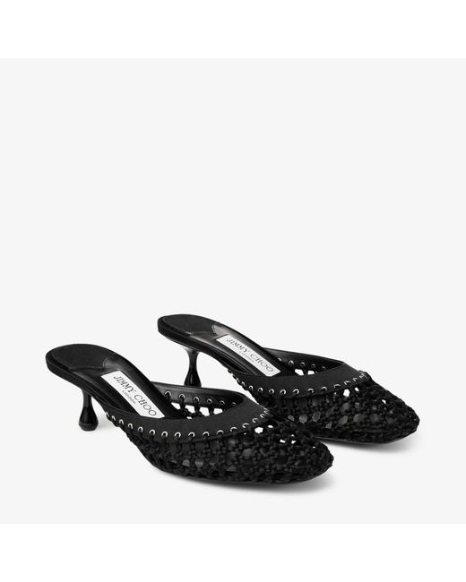 Jimmy Choo Black Pixie Mule Woven 50