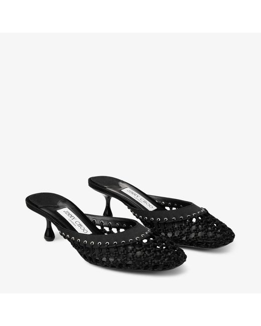 Jimmy Choo Black Pixie Mule Woven 50