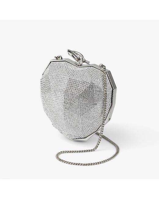 Jimmy Choo Metallic Faceted Heart Clutch