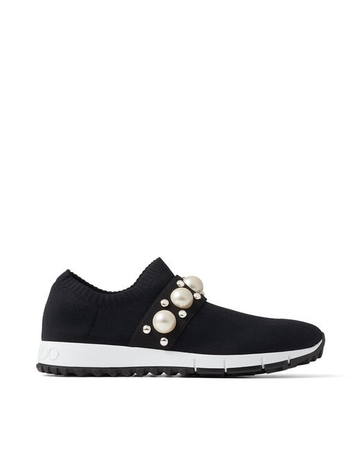 Jimmy Choo Multicolor Verona Black Knit Trainers With Pearls And Studs