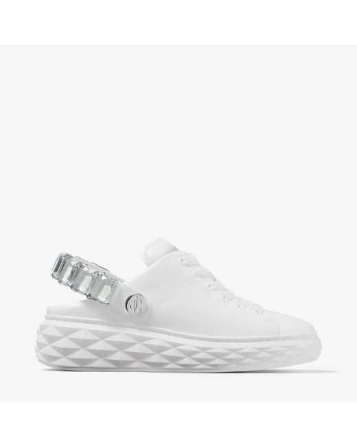 Jimmy Choo White Diamond Sling Crystal-embellished Leather Low-top Trainers 2.