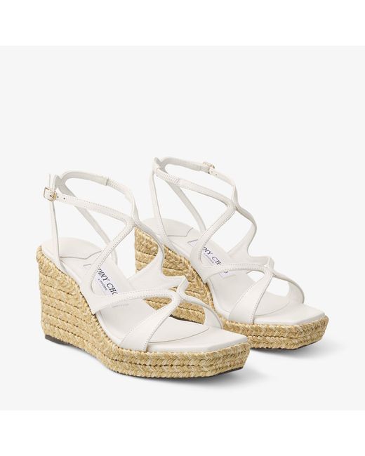 Jimmy Choo Metallic Ayla 85 Leather Wedge Sandals