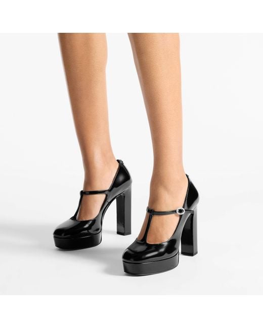 Jimmy Choo Black Marene 120 Leather Mary Jane Pumps