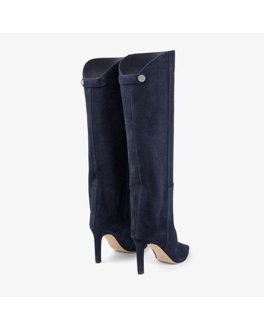 Jimmy Choo Blue Alizze Knee Boot 85