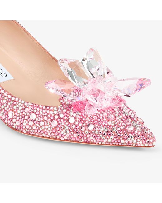 Jimmy Choo Pink Swarovski Crystal Embellished Pointy Pumps