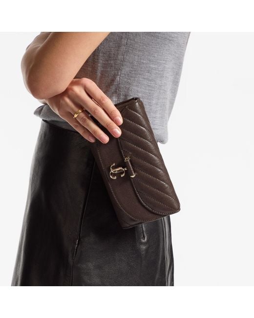 Jimmy Choo Brown Curve Wallet With Chain
