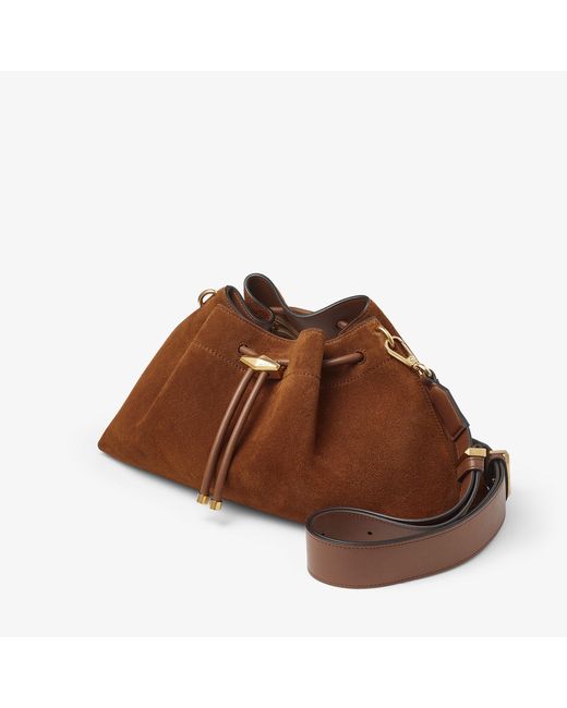 Jimmy Choo Brown Cinch Suede Shoulder Bag