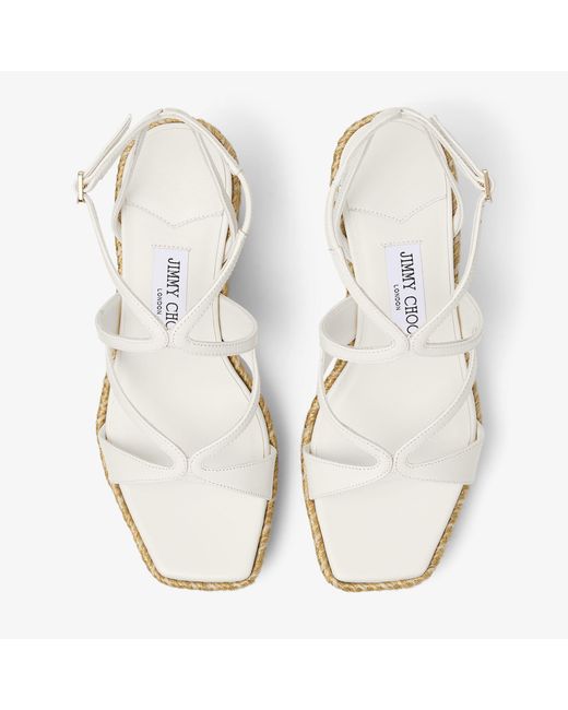 Jimmy Choo Metallic Ayla 85 Leather Wedge Sandals