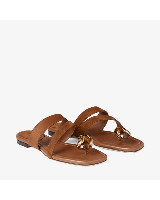 Jimmy Choo Brown Emeri Stone Flat