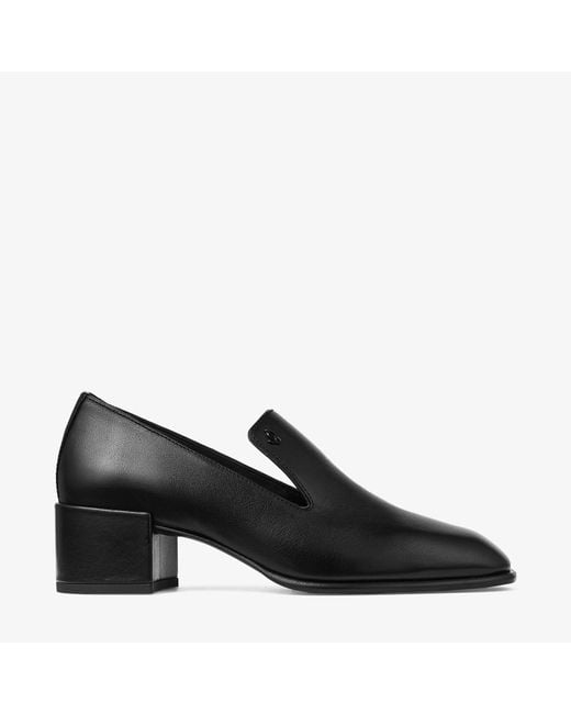 Jimmy Choo Black Eliot 45 Buffalo Leather Heeled Loafers