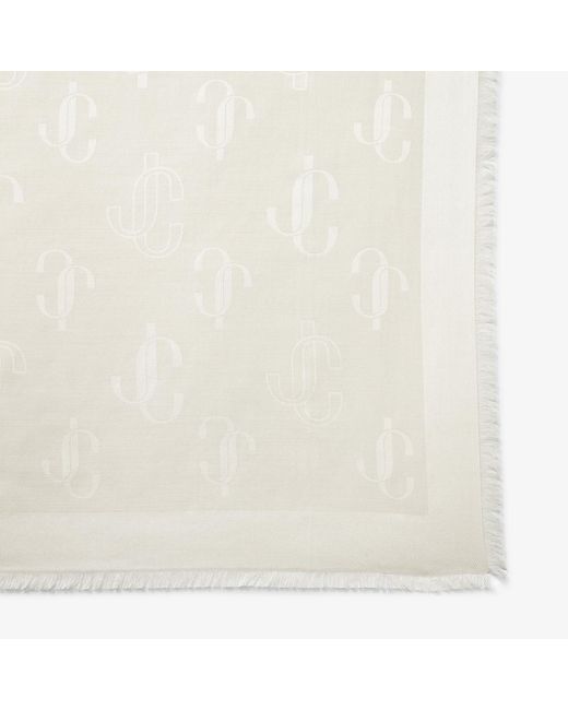 Jimmy Choo White Silk-Blend Monogram Scarf