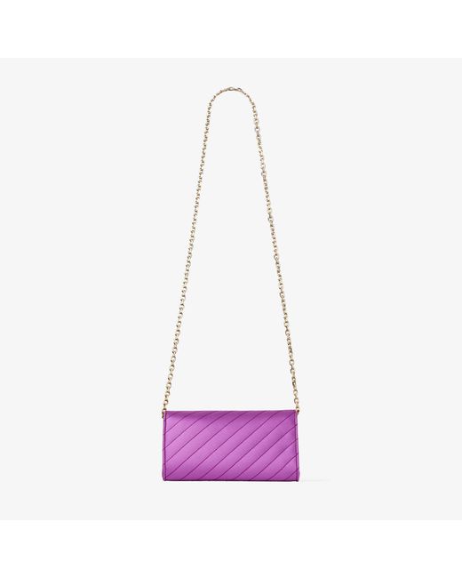 Jimmy Choo Purple Curve Wallet With Chain