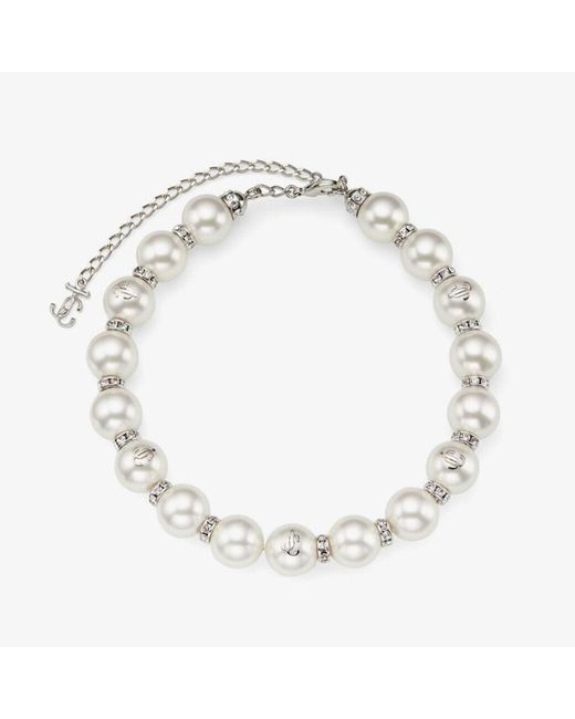 Jimmy Choo Metallic Pearl Crystal Choker