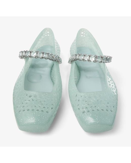 Jimmy Choo Green The Jelly Ballet Flats