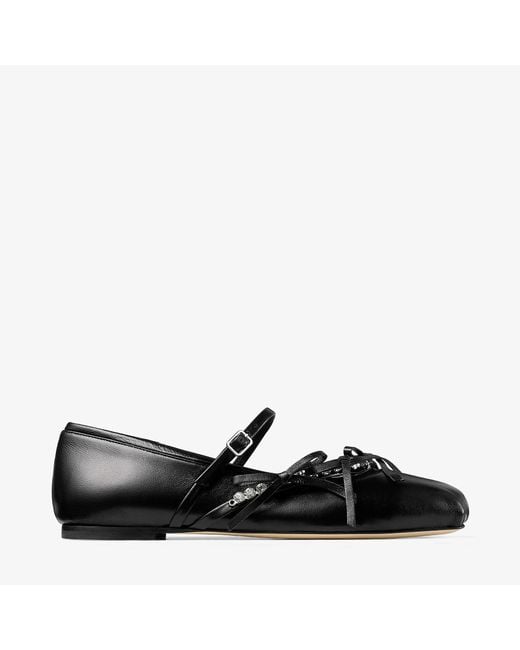Jimmy Choo Black Leather Ballerinas "Loli"