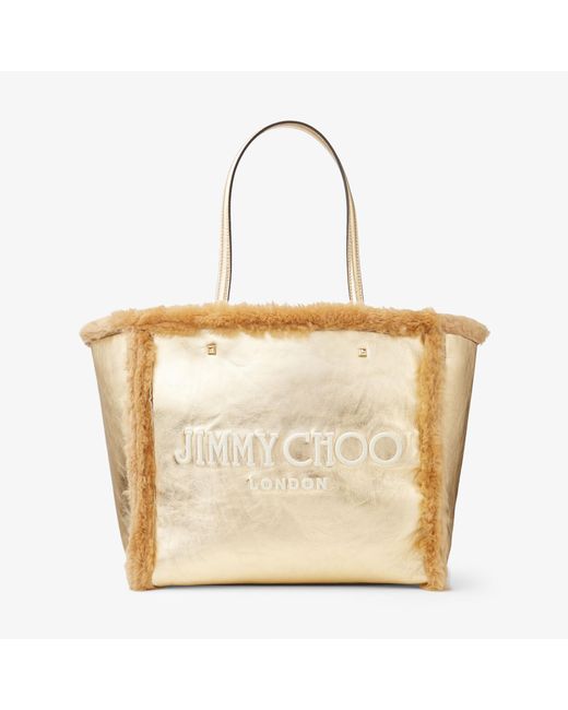 Jimmy Choo Avenue Tote Bag Gold/caramel/ecru/light Gold One Size Natural