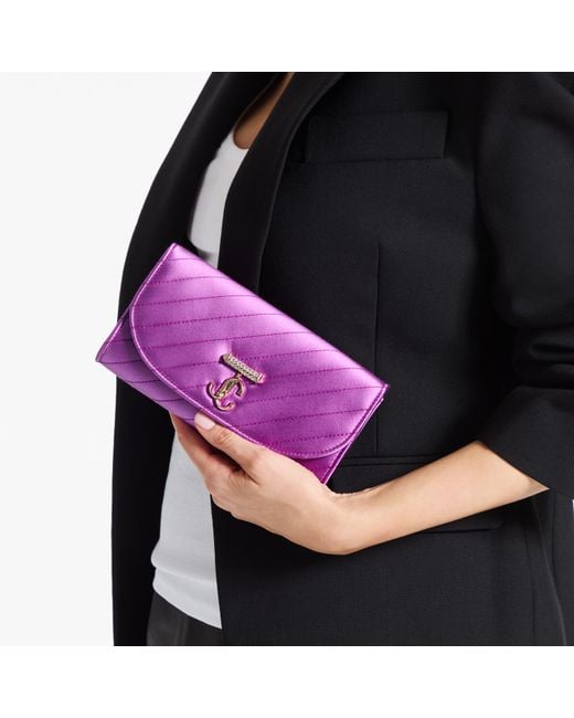 Jimmy Choo Purple Curve Wallet With Chain