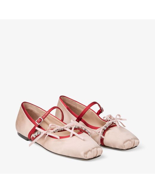 Jimmy Choo Pink Loli Satin Ballerina Flat
