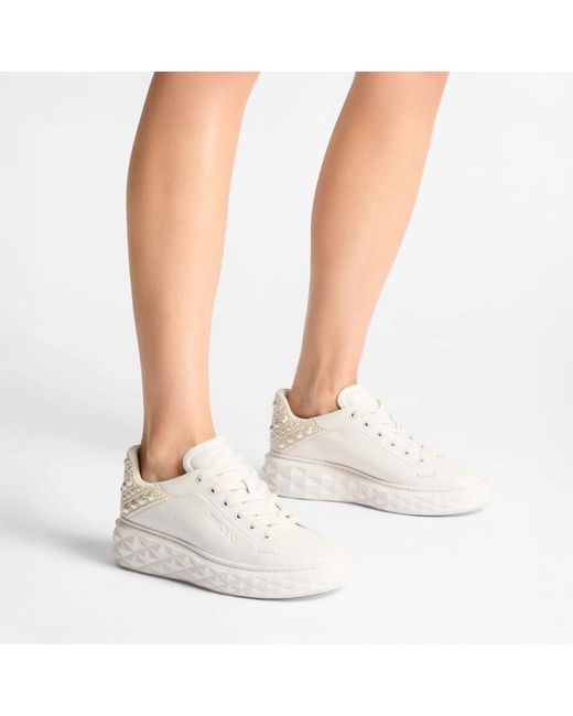 Jimmy Choo White Diamond Maxi Low-Top Sneakers