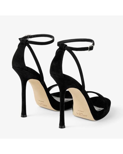 Jimmy Choo Black Mozapf 120 Suede Heeled Sandals