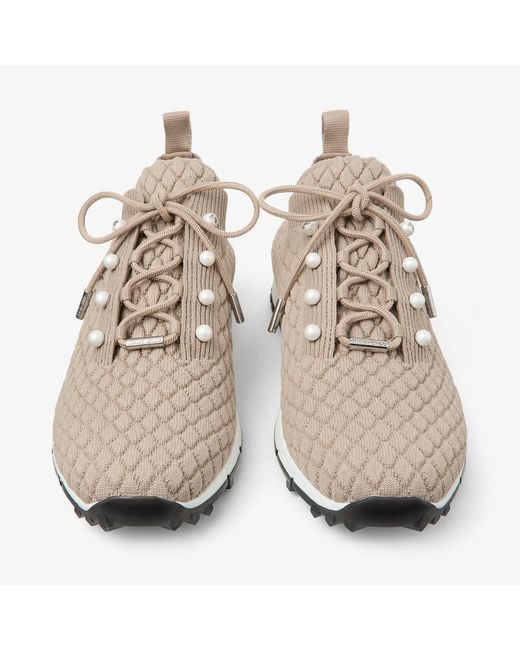 Jimmy Choo Natural Veles Knitted Sneakers