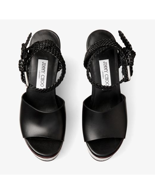 Jimmy Choo Brown Jori 100 Leather Wedge Sandals