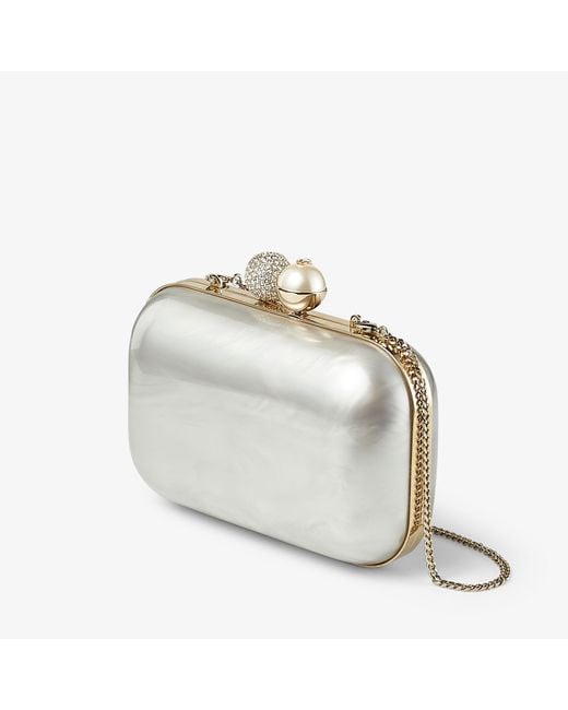 Jimmy Choo White Cloud Mother Of Pearl Clutch Bag