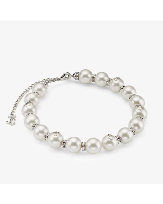 Jimmy Choo Metallic Pearl Crystal Choker