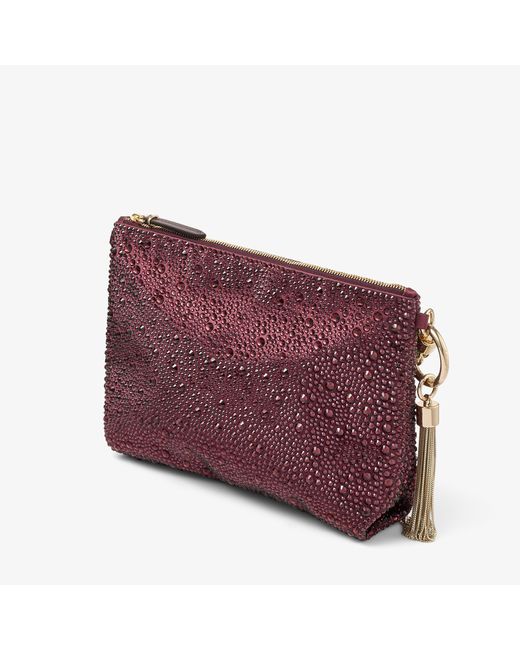 Jimmy Choo Purple Callie Crystal-Embellished Satin Clutch Bag