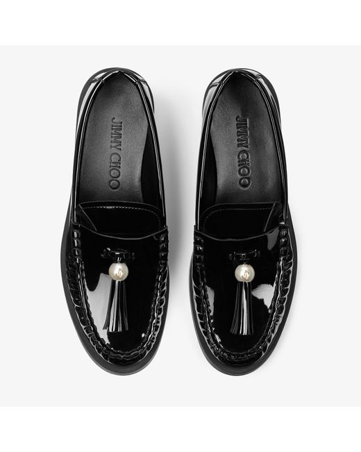 Jimmy Choo Black Patent Leather Addie Loafers