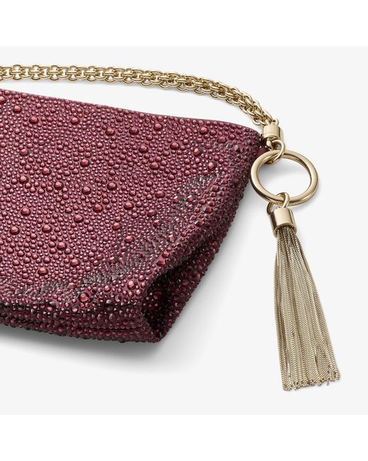 Jimmy Choo Purple Callie Crystal-Embellished Satin Clutch Bag