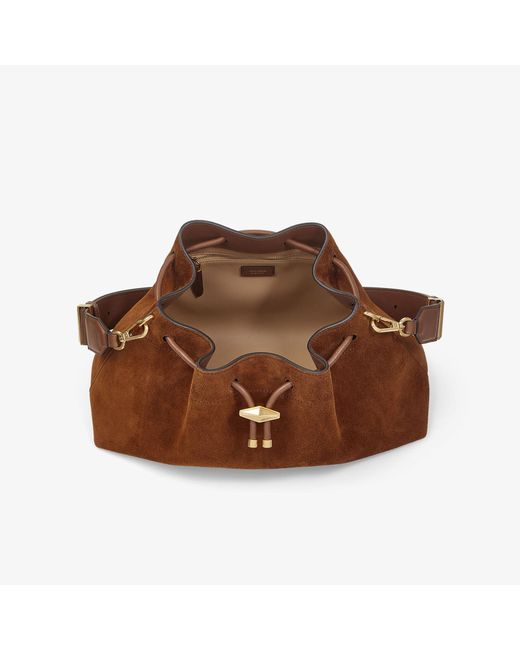 Jimmy Choo Brown Cinch Suede Shoulder Bag