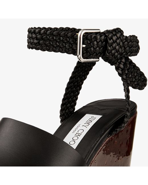 Jimmy Choo Brown Jori 100 Leather Wedge Sandals