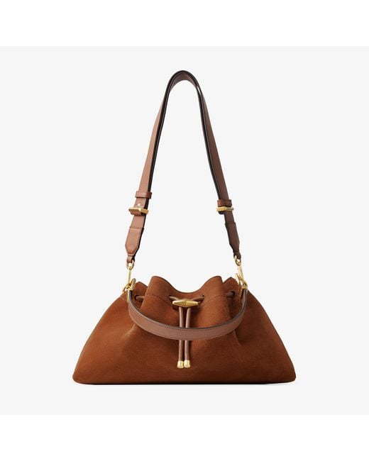 Jimmy Choo Brown Cinch Suede Shoulder Bag